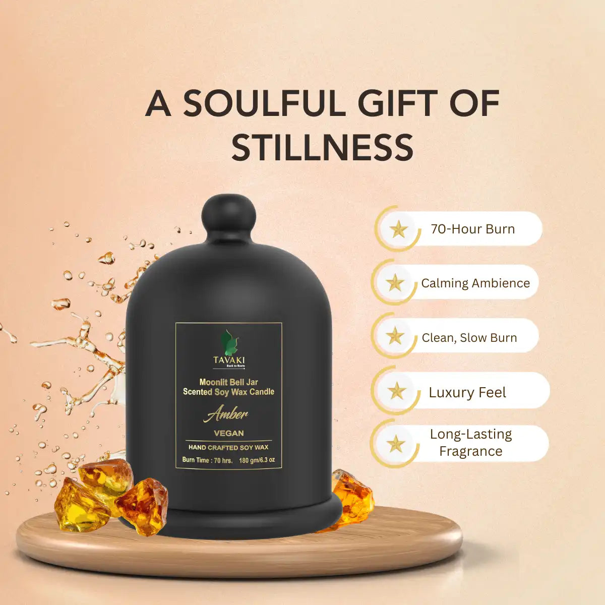 Moonlit Bell Jar Scented Soy Wax Candle – Amber