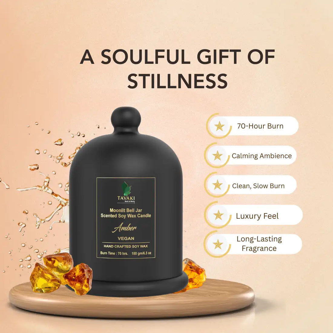 Moonlit Bell Jar Scented Soy Wax Candle – Amber